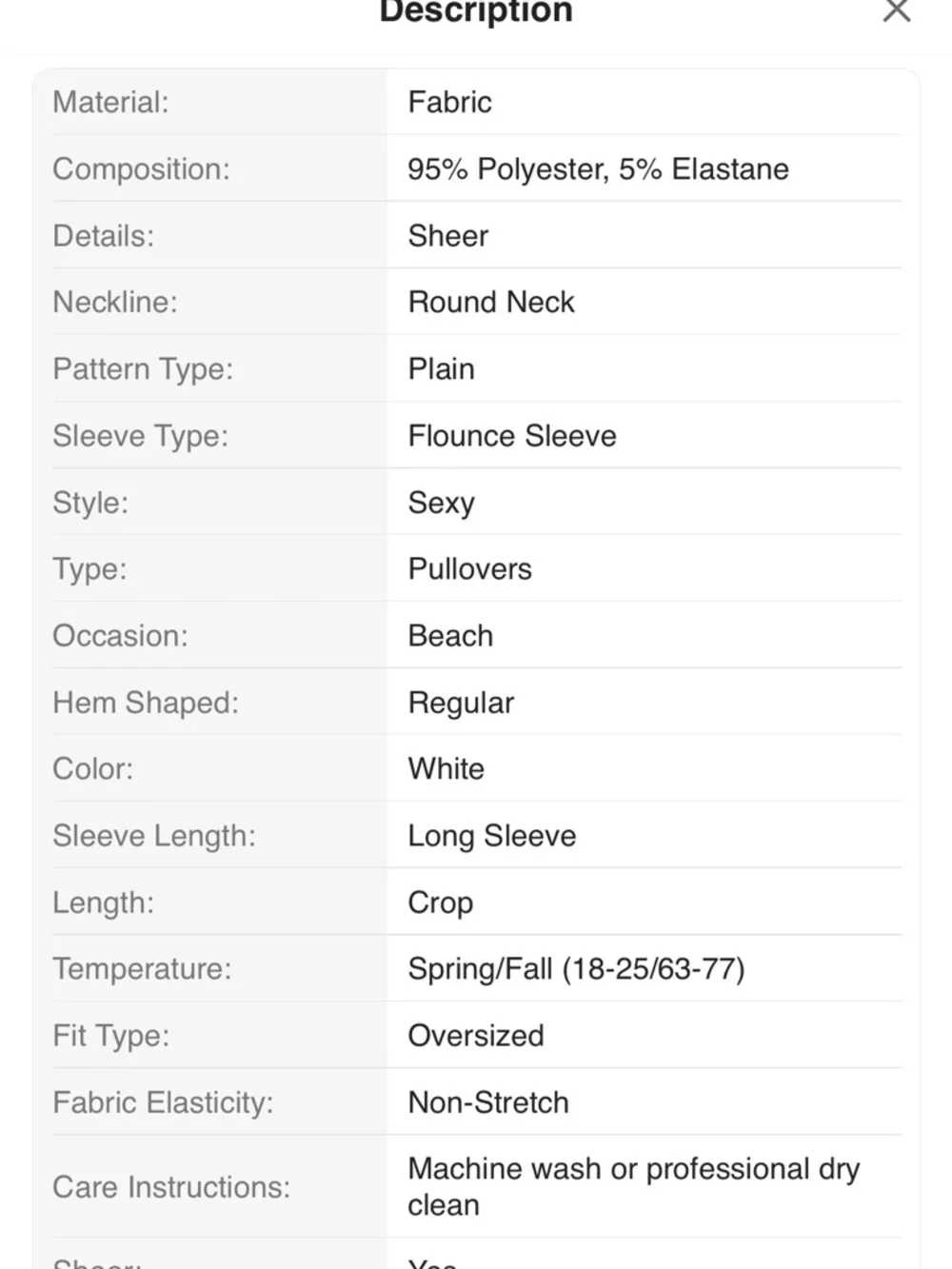 SHEIN White Crochet Open-Knit Long Sleeve Swim Coverup - Picture 3 of 5